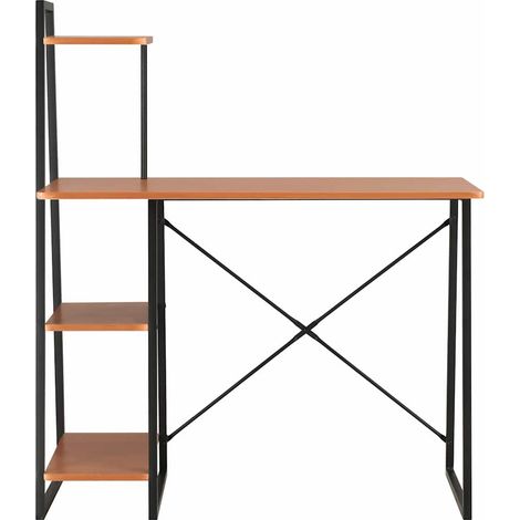 Scrivania  Tavolo da ufficio con Mensole Nera e Marrone 102x50x117 cm (1/5)