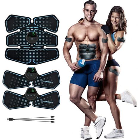 3er-Pack Elektromuskelstimulationsgeräte (EMS) – Bauch, Arme, Schultern, Beine – Schwarz – AquaForge