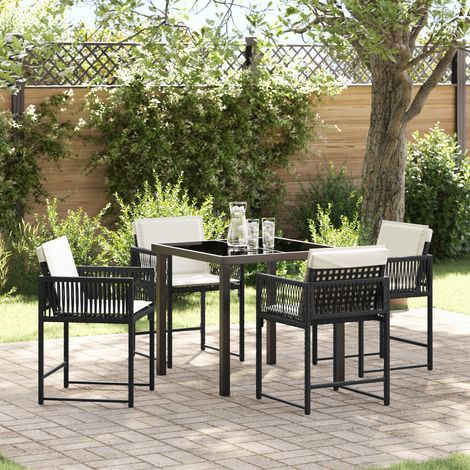 Conjunto de Comedor de Jardín 5 uds. Negro ratán sintético vidaXL (1/5)