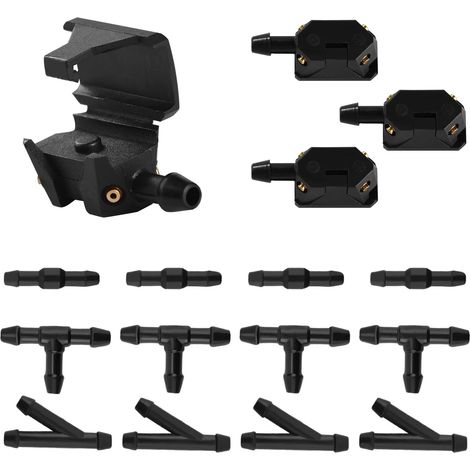 4 Pcs Universal Windscreen Wiper Nozzles, Car Wiper Sprinkler, Washer Spray Nozzle, Ice Washer Sprinkler, with 12pcs Hose Fittings (1/5)