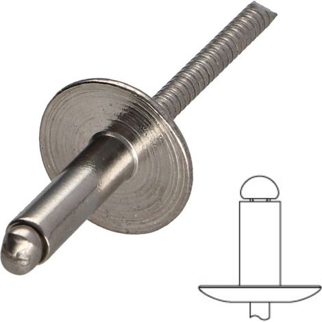 Rivet AL/A4 Tête extra large TEL 4.8X12 RAL9010 blanc pur