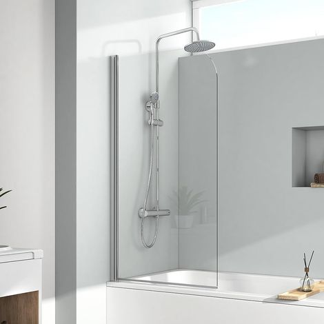 EMKE Pannello doccia pieghevole per vasca da bagno, 80 x 140 cm, divisorio doccia pieghevole per vasca da bagno e doccia, vasca da bagno in vetro di sicurezza da 6 mm (1/5)