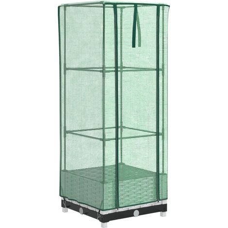 Maison Exclusive - Hochbeet mit Gewächshaus-Aufsatz Rattan-Optik