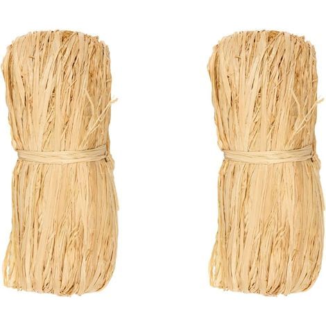 2 - Raphia Naturel - Fibre Végétale - Lien Jardinage Bricolage Emballage Cadeau Décoration DIY Couleur Naturelle 2 x 50g (1/2)