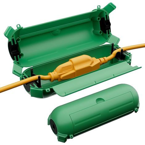 Lot de 2 mini boîtes de connexion extérieures étanches IP44 avec loquets verrouillables et trous de montage, housse de sécurité pour prises extérieures, lumières, câbles, câbles, taille S, vert (1/5)