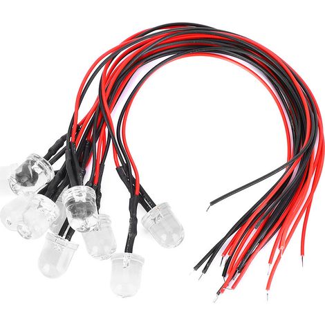 Lot de 50 diodes LED 12 V pré-câblées, tête ronde de 10 mm, éclairage orange, pour bricolage. (1/5)