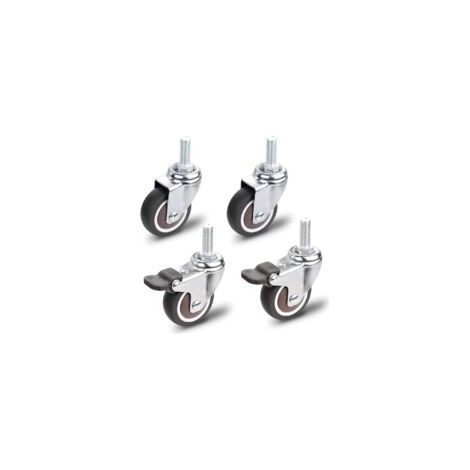 Litzee – Ruote girevoli per mobili – Set da 4 – 2 con freno e 2 senza freno – Diametro 50 mm – Capacità di carico 30 kg per ruota – Materiale PTE resistente – Crezuo