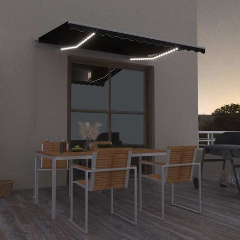 vidaXL Toldo manual retráctil con LED antracita 300x250 cm (1/5)