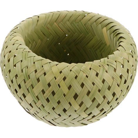 Nestförmiger Bambus-Aufbewahrungskorb, Obstkorb, Picknickkorb (klein) – 16 x 16 x 9 cm – Grün (1/3)