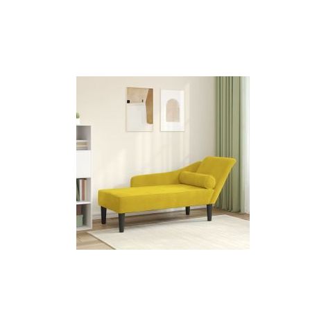 Chaise longue avec coussins jaune velours (1/5)