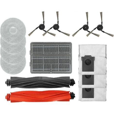 Pièces de rechange pour aspirateur robot X40Pro Ultra : brosse principale, filtre HEPA, brosse latérale, lingette de nettoyage et sac à poussière. (1/5)