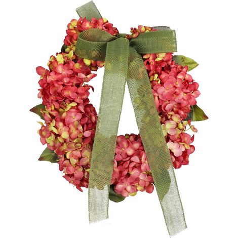 Couronne de Thanksgiving, décoration automnale d'hortensias et de nœuds papillon, guirlande de fleurs, couronne pour la porte d'entrée et la maison (1/5)