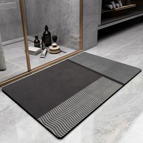 Géométrie-5 Terre de diatomées 5080cm Tapis antidérapant pour salle de bain, tapis absorbant résistant à l'usure pour salle de bain, tapis de porte de toilettes en terre de diatomées (1/5)