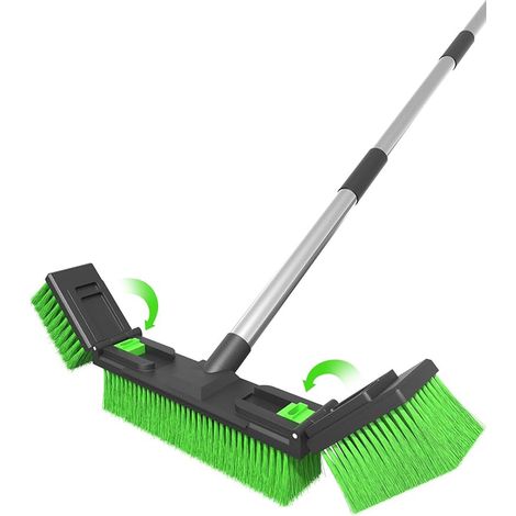 Inch/45cm Large Wide Adjustable Heavy Duty Push Broom Outdoor Hard Brush Head with 4 Section Threaded Handle 152cm for Warehouse Driveway Garage Patio Sidewalk Workshop Cleaning (1/5)
