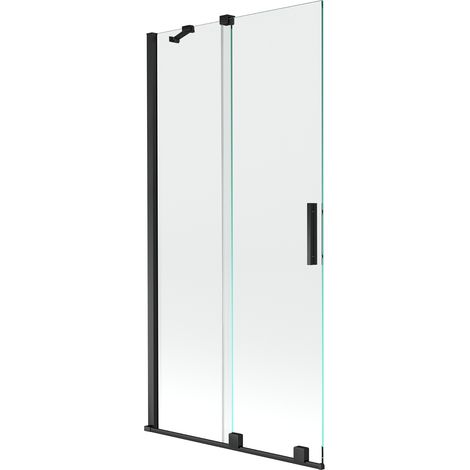 Mexen Velar paravento per vasca da bagno scorrevole a 2 ante 90 x 150 cm, trasparente, nero - 896-090-000-01-70