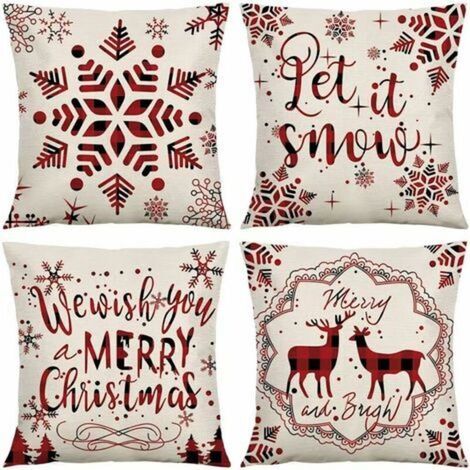 Pr 4PCS Christmas Theme Cushion Cover,Snowflake Pillowcase,Christmas Pillowcase,Christmas Cushion Cover,Christmas Pillowcase for Sofa (1/5)