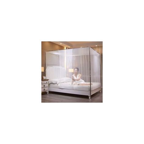 Bed mosquito net with stainless steel frame, ultra-fine hexagonal mesh 180x200cm, robust and breathable design for protected sleep (1/5)