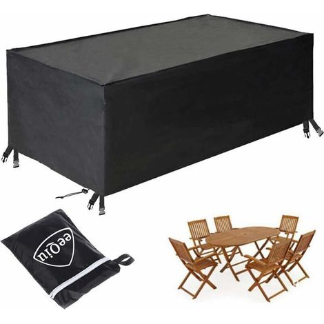 Funda para muebles de jardín, funda para mesa de exterior, lona Oxford resistente a los rayos UV para mesas y sillas de jardín, funda protectora de tela Oxford 600D para mesas y muebles - 213 x 132 x 