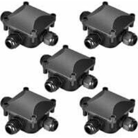 Lot de 5 boîtes de jonction étanches IP68 230 V Noir