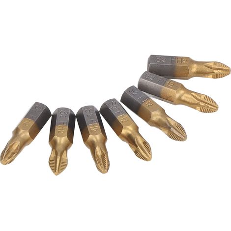 10 Stück Kreuzschlitzschraubendreher-Bits, rutschfest, 1/4"-Sechskantschaft, titanbeschichteter legierter Stahl, kurz (1/5)