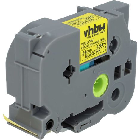 vhbw Label Tape compatible with Brother PT 9200, 9200DX, 7600VP, 7600 Label Printer 8m x 24 mm, Black on Yellow, Extra Strong, Laminated (1/4)