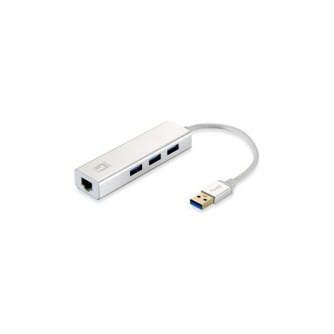 ADAPTADOR USB 3.0 A GIGABIT ETHERNET RJ45 LEVEL ONE CON HUB USB 3.0