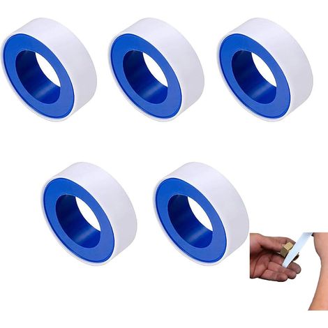Ruban d'étanchéité en téflon blanc 10 m x 15 mm, 5 rouleaux Ruban d'étanchéité étanche pour piscines et cuisines (1/5)