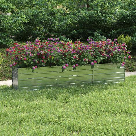 vidaXL Arriate de acero galvanizado plateado 240x40x45 cm (1/5)
