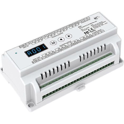 24-Kanal RGB DIN-Schienen-DMX512-Controller (D24 DC12–24V) mit Dimmer für RGB-LED-Streifen und Bühnenbeleuchtung. RDM DMX512-Decoder. (1/5)