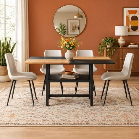 Ensemble table et 4 chaises de salle à manger 160 cm avec rangement DESVIAE (1/4)