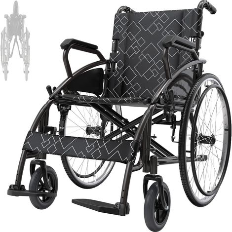 Silla de ruedas de transporte, diseño portátil, reposabrazos ajustables, color plata. (1/2)