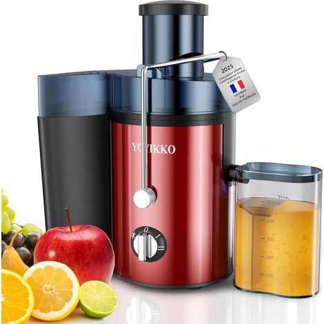 Centrifugeuse Extracteur de Jus, 3 vitesses, extracteur Frutta e Verdura 800W avec bouche de 75 mm de large, facile à nettoyer, acier inoxydable sans BPA (Rouge-x60) (1/5)