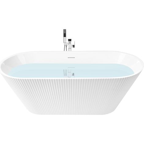 Bañera independiente de acrílico con diseño acanalado moderno 170 cm baño blanco Potosi