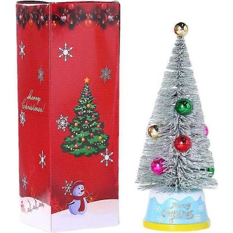 Sapin de Noël miniature de 25 cm, sapin artificiel enneigé de table avec lumières LED