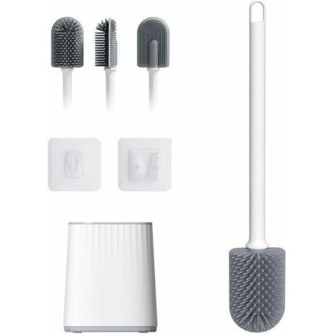 Brosse Toilette Silicone Plate Balayette WC Antibactérienne Brosse WC avec Support de Séchage Rapide, (1/5)