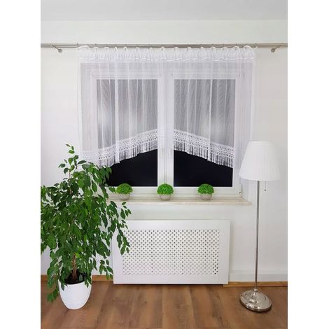 Cortina confeccionada con arco de guipur de 20 cm - marquesina blanca 300x120 cm (1/5)