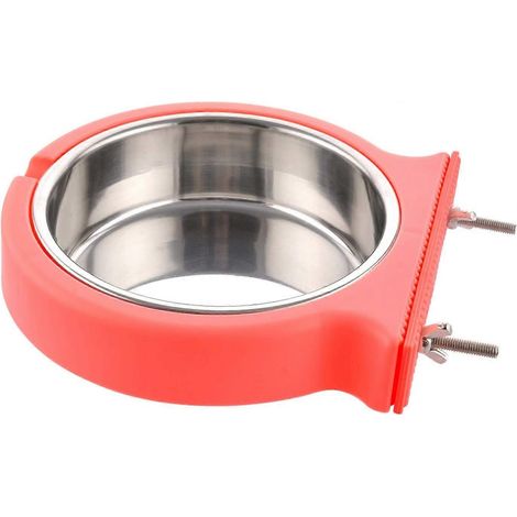 Filiyano-Gamelle rose (L) pour chien, amovible et suspendue, pour cage en acier inoxydable. Petite gamelle d'eau et distributeur de nourriture pour (1/5)