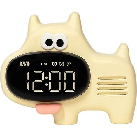 Réveil chien à gros nez, sonnerie horaire, cinq alarmes, chargement USB, fonction snooze, jaune (1/5)