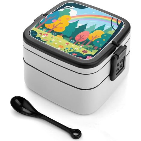 Boîte à bento Forêt Arc-en-ciel - lunch double compartiment pour (1/5)