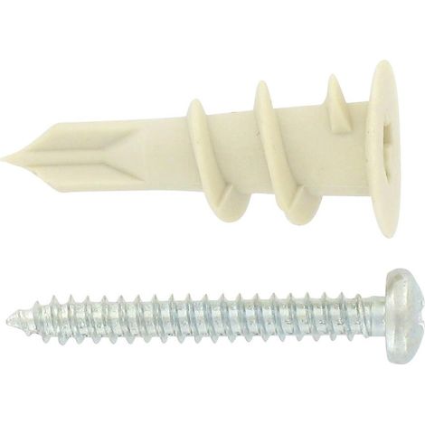 Tarugo autorroscante para placa de yeso de nylon con tornillos, 10 piezas