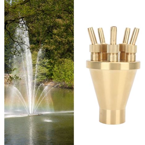 Buse de fontaine à jet direct entièrement en cuivre, montée au centre, buse à jet direct omnidirectionnelle réglable, buse pour aménagement paysager aquatique, conception de fontaine G1 (1/5)