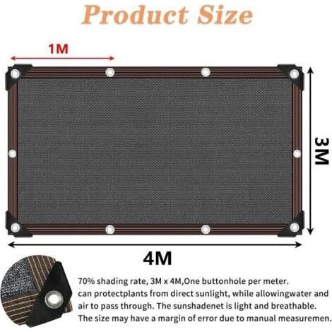 50 % UV-Schutz-Schattierungsnetz – 3 x 4 m für Pergola/Terrasse/Gewächshaus/Hühnerstall (1/5)