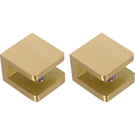 2 Pièces Support Mural Laiton pour Étagère Verre Pince de Fixation sans Perçage Lot pour Panneaux de Verre Support Robuste pour Bureau et Salon (1/5)