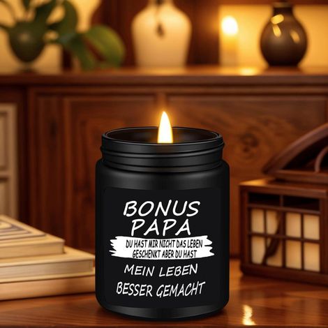 Duftkerze für Bonus Papa, Geschenk für Stiefvater, 50h Brenndauer, Sojawachs