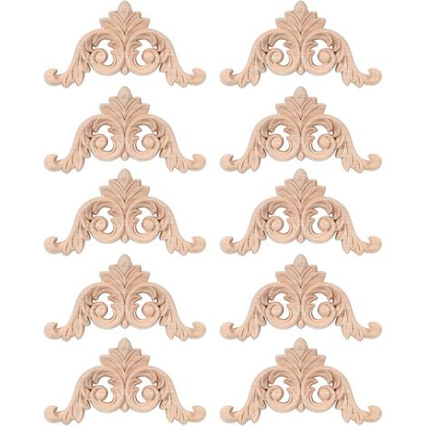 Lot de 10 moulures décoratives en bois sculpté, appliques d'angle pour portes, placards et fenêtres. (1/4)