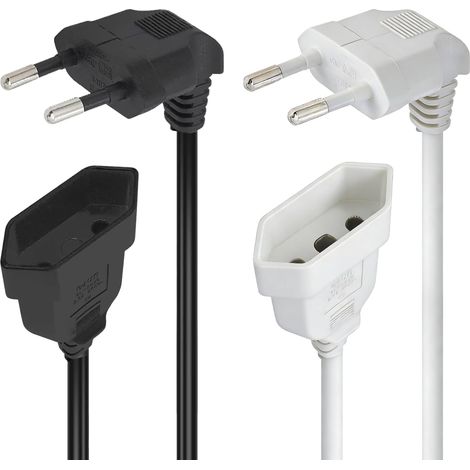 2 Pièces Mini Rallonge Electrique Rallonge d'alimentation Euro avec Fiche Plate Courte De Type C Adaptateur Euro vers Type-C Euro pour écran Appareils Ménagers (0,3 M Noir Et Blanc) (1/5)