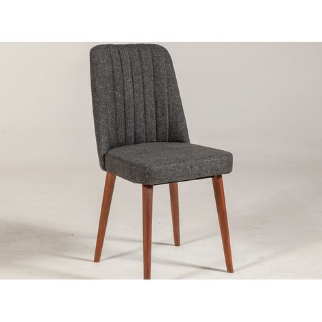 Chaise de salle à manger tissu anthracite et bois Noyer Mareva (1/3)