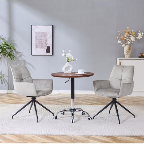 Set di 2 sedie da pranzo girevoli 360° 70x50x85 cm in tessuto grigio, moderne FloraGrace (1/5)