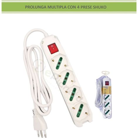 CIABATTA ELETTRICA MULTIPRESA 4 POSTI CON INTERRUTTORE ON-OFF - IDEALE PER CASA UFFICIO ELETTRODOMESTICI (1/5)