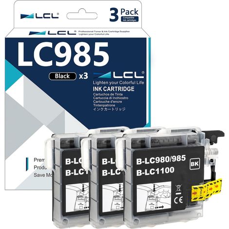 Cartouche d'encre Compatible LC-985 LC985 LC65 LC-985BK LC65BK (3 Noir) (1/5)